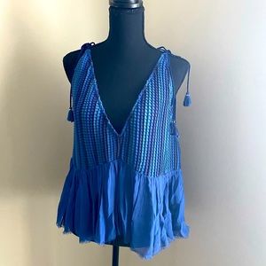 Gorgeous Sleeveless Blue Blouse by Anthropologie